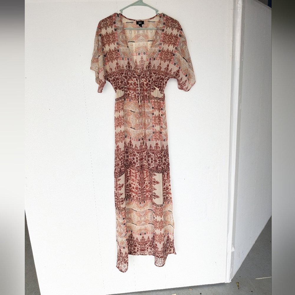 Bohemian Red and Cream Maxi Dress